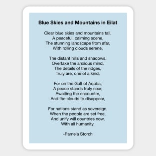 Blue Skies and Mountains in Eilat Poem Magnet